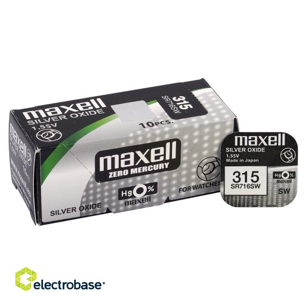 BAT315.MX1; 315 akkua 1,55 V Maxell hopeaoksidi SR716SW, 314 1 kpl pakkauksessa.