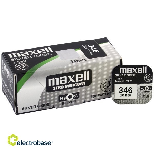 BAT346.MX1; 346 baterijos 1,55V Maxell silver-oxide SR712SW pakuotėje 1 vnt.