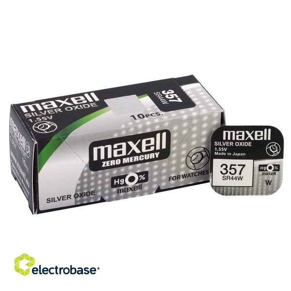 BAT357.MX1; 357 baterijos 1.55V Maxell sidabro oksidas SR44W. 303 pakuotėje po 1 vnt.