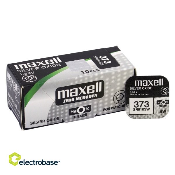 BAT373.MX1; 373 baterijas 1.55V Maxell sudraba-oksīda SR916SW iepakojumā 1 gb.