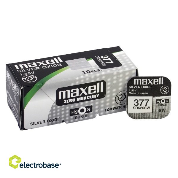 BAT377.MX1; 377 patareid 1,55V Maxell silver-oxide SR626SW pakendis 1 tk.