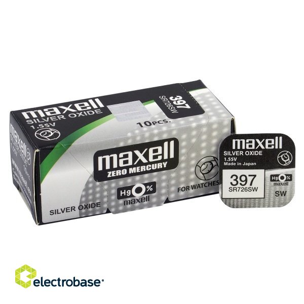 BAT397.MX1; 397 akkua 1,55 V Maxell hopeaoksidi SR726SW, 396 1 kpl pakkauksessa.