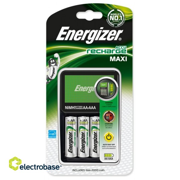 Energizer Maxi laturi + 4xR6/AA 2000 mAh NH15-2000 1 kpl pakkauksessa. image 1