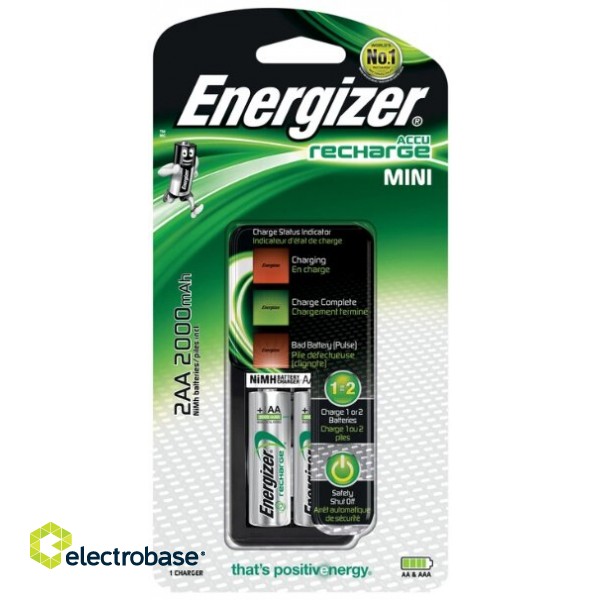 Energizer MINI laturi + 2xR6/AA 2000 mAh CH2PC4 1 kpl pakkauksessa. image 1