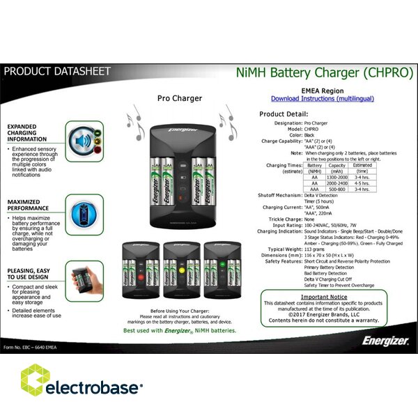 Energizer PRO įkroviklis + 4xR6/AA 2000 mAh CHPRO pakuotėje 1 vnt. paveikslėlis 4
