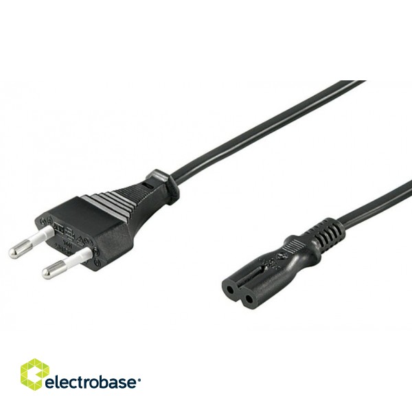 VMF220/C7.18BK; Power cord 220VAC to Euro socket 1.8m straight plugs 2x0.75mm² black