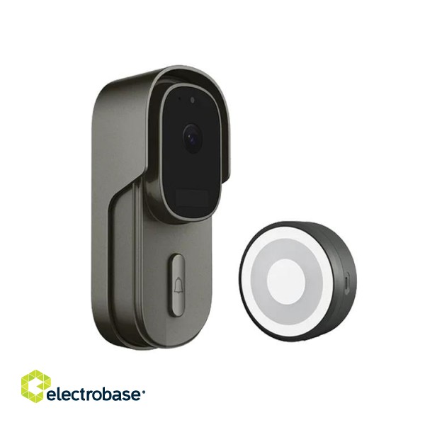 Battery Doorbell WiFi | Outdoor Camera + Chime| 2MP | Tuya | Black paveikslėlis 1