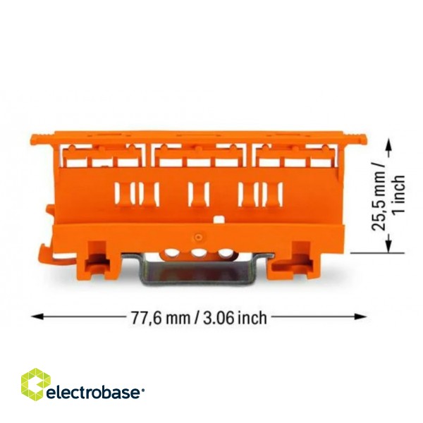 Montāžas stiprinājums WAGO 221 Series - 4 mm² konektoriem uz DIN-35 rail Oranžs 221-500 image 3