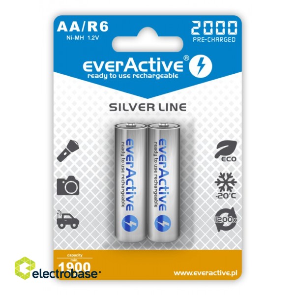 R06/AA akumulatori 1.2V everActive Silver line Ni-MH 2000 mAh iepakojumā 2 gb.
