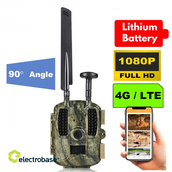 Meža Mednieku kamera ar GPS, atbalsta 4G mobilos tīklus, Foto 12MP, Video 1080P, Litija akumulators