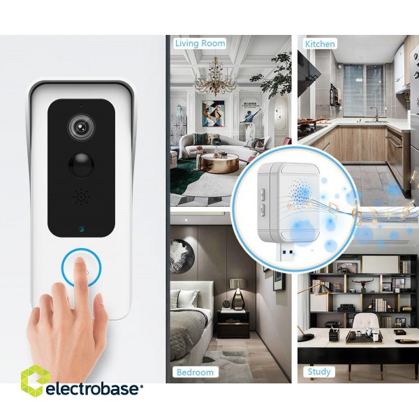 Battery Doorbell WiFi | Outdoor Camera + Chime| 2MP | Tuya | White фото 5