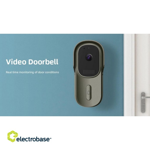 Battery Doorbell WiFi | Outdoor Camera + Chime| 2MP | Tuya | Black image 2