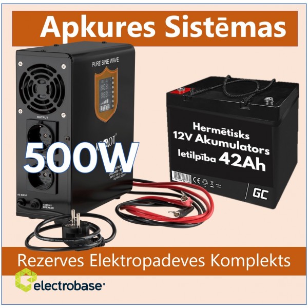 Rezerves Elektropadeves Komplekts Apkures Sistemai 500W + 12V 42Ah akumulators
