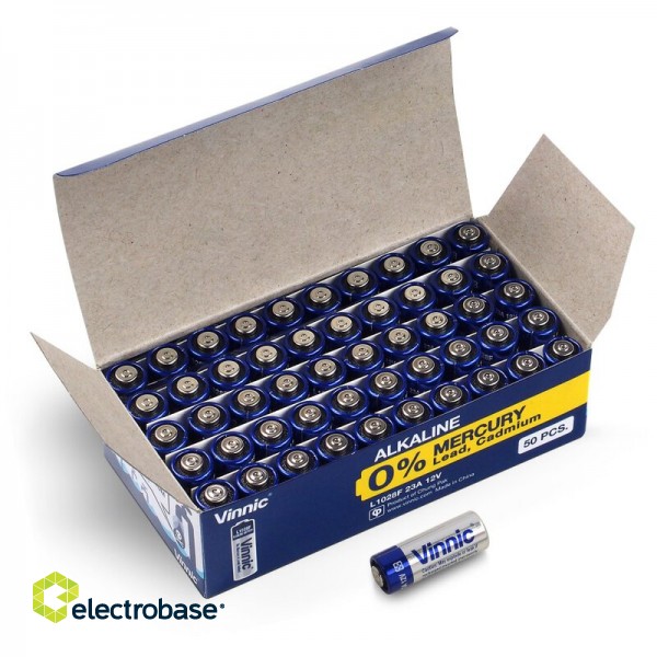 23A baterijas Vinnic Alkaline L1028/MN21 iepakojumā 50 gb.