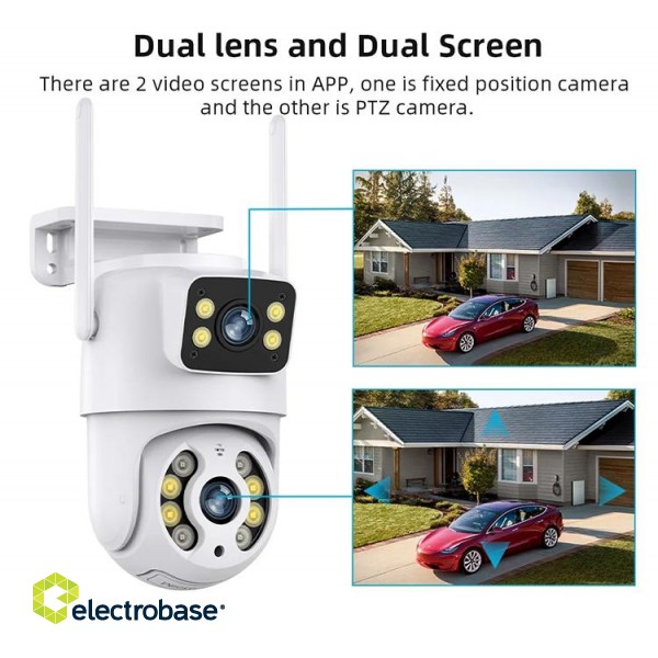 Dual Lens Wi-Fi Outdoor Camera | 2MP | Audio Alarm | PTZ | IP 66 | Two Ways Audio | App - Tuya image 7
