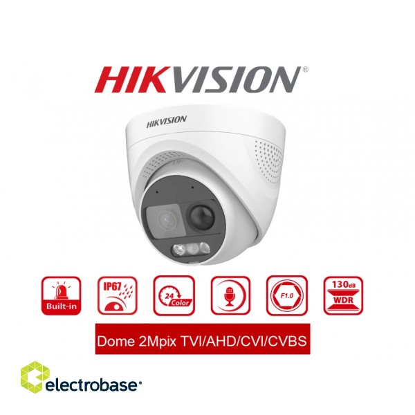 Dome 2Mpix TVI/AHD/CVI/CVBS Turbo HD camera :: DS-2CE72DF-PI-F2.8 :: HIKVISION
