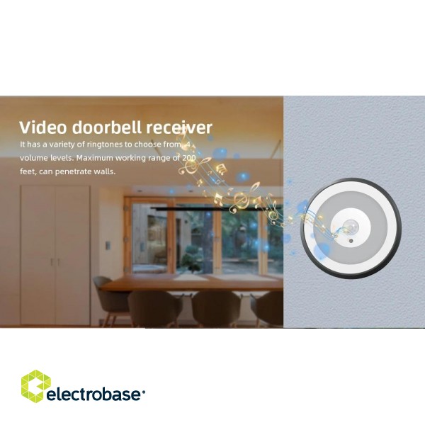 Battery Doorbell WiFi | Outdoor Camera + Chime| 2MP | Tuya | Black paveikslėlis 5