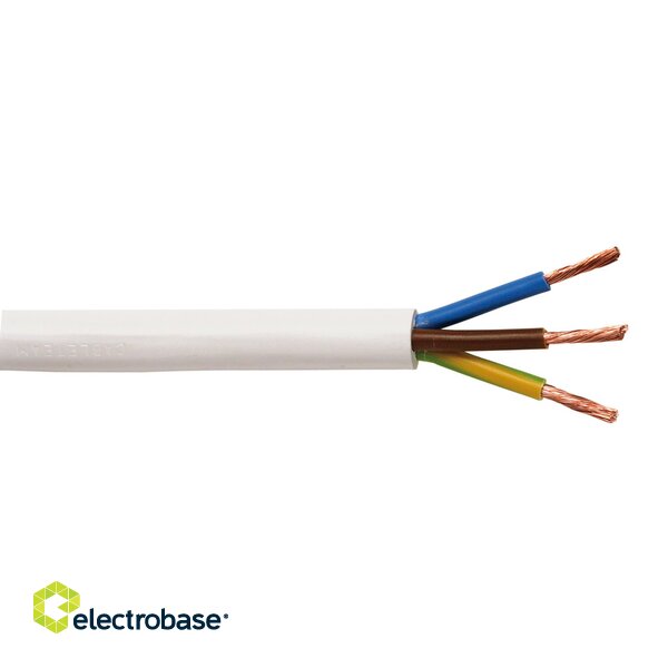 NYM 3x1.5 elektrības kabelis ar vara monolītu dzīslu. Paredzēts lietošanai iekštelpās.