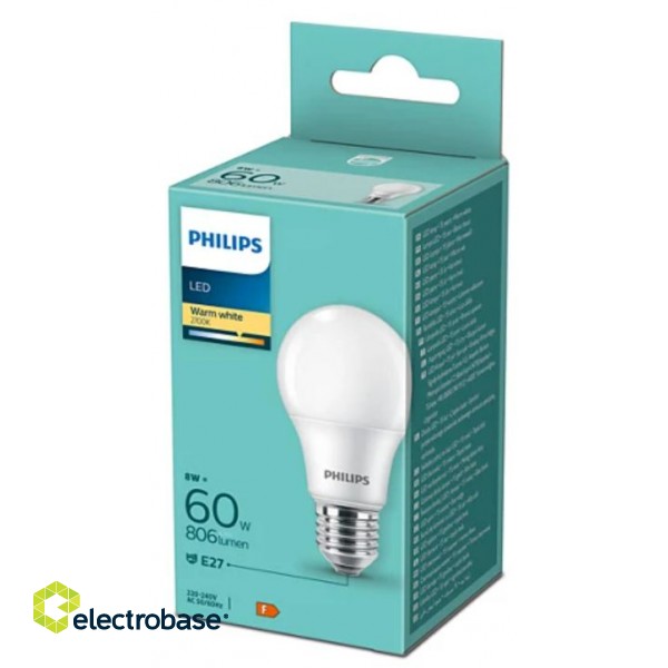 Philips LED 8W A60 E27 WW 230V FR ND image 2
