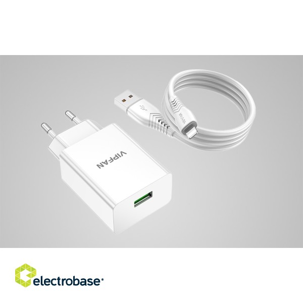E03 Charger kit 18W QC + Cable Lightning white 3