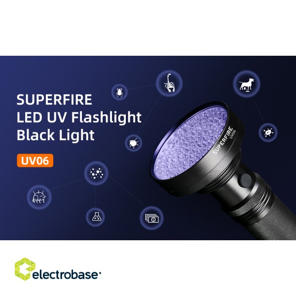 UV Flashlight Superfire UV06, 395NM Ultravioletās gaismas lukturis