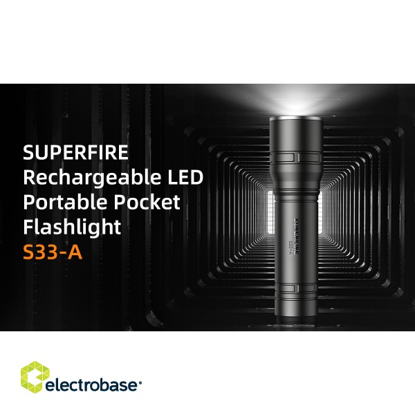 SUPERFIRE Uzlādējams lukturītis | 800 mAh akumulators | USB | 124lm | IP43