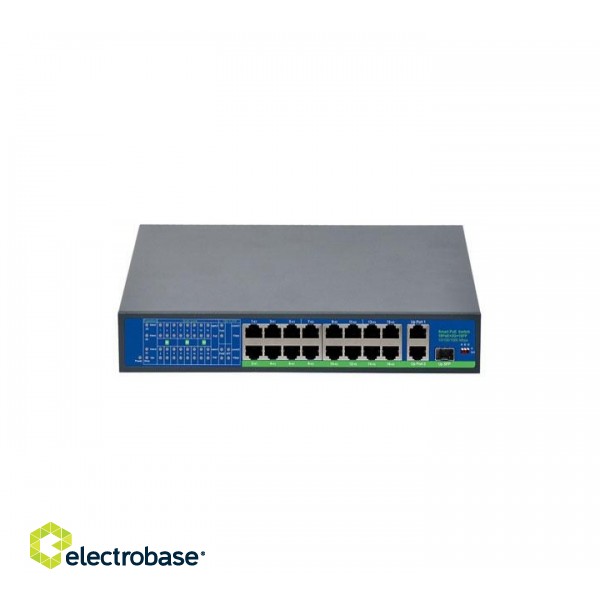 PoE switch 16ch 100Mbps +2+1G uplink | IEEE802.3AF/AT | Total Power 250W