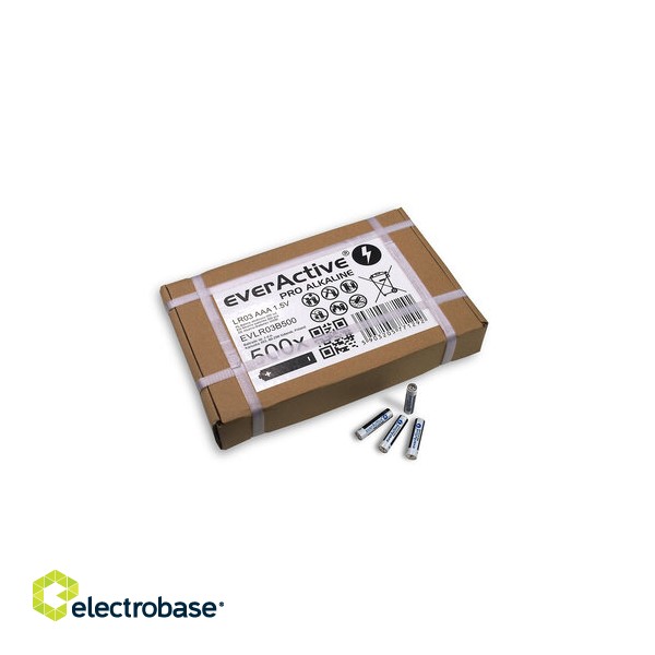 LR03/AAA baterijas 1.5V everActive Pro Alkaline MN2400/E92 iepakojumā 500 gb. image 1