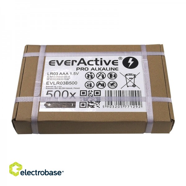 LR03/AAA baterijas 1.5V everActive Pro Alkaline MN2400/E92 iepakojumā 500 gb. image 3