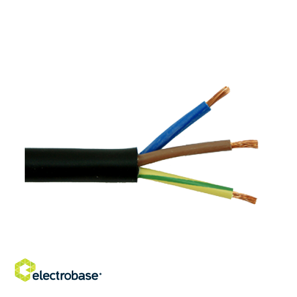 CYKY 3x1.5 elektrības kabelis ar vara monolītu dzīslu. Paredzēts lietošanai ārtelpās.