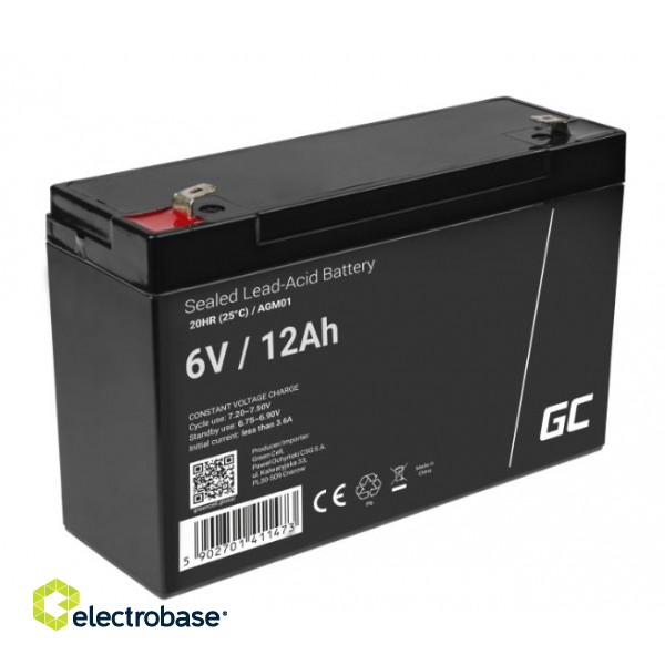 Green Cell AGM Battery 6V 12Ah