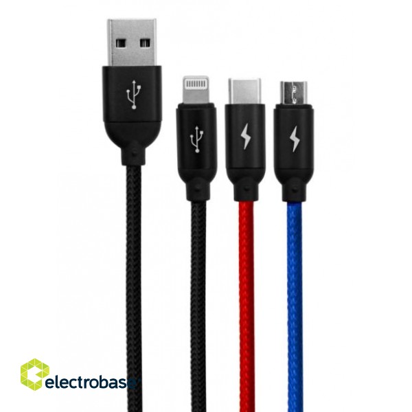 Baseus USB-C Iphone and microUSB-B cable 1.2m CAMLT-BSY01