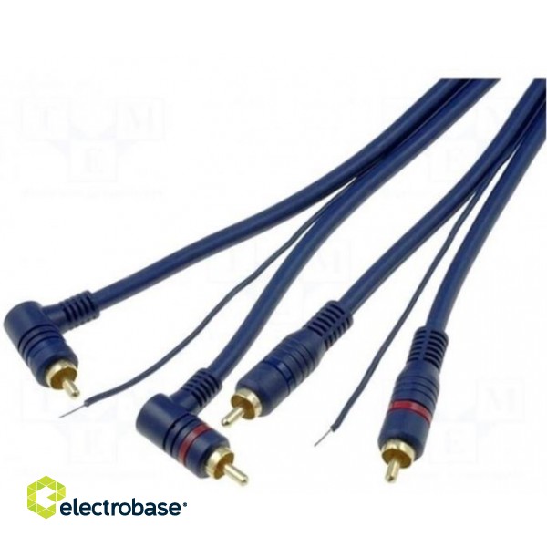Cable | RCA plug x2,RCA plug x2 angled,control | 5m | navy blue