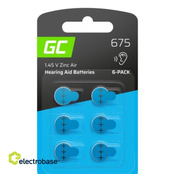 6x Battery Green Cell for hearing aid Type 675 P675 PR44 ZL1 ZincAir