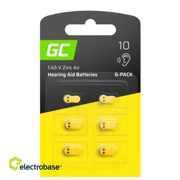 6x Battery Green Cell for hearing aid Type 10 P10 PR70 ZL4 ZincAir