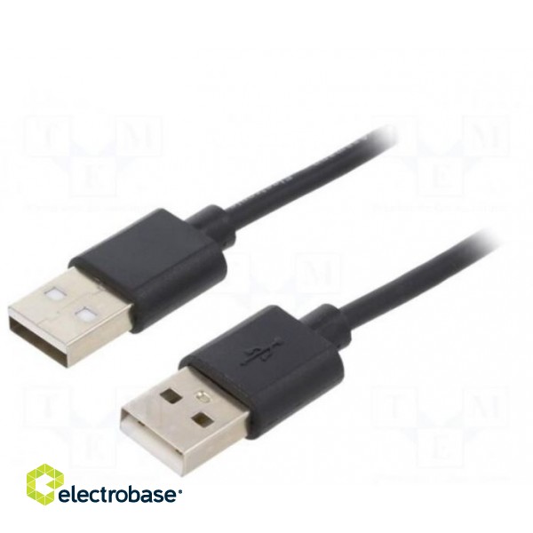 Kaabel | USB 2.0 | USB A pistik, mõlemad pooled | nikeldatud | 3m | must
