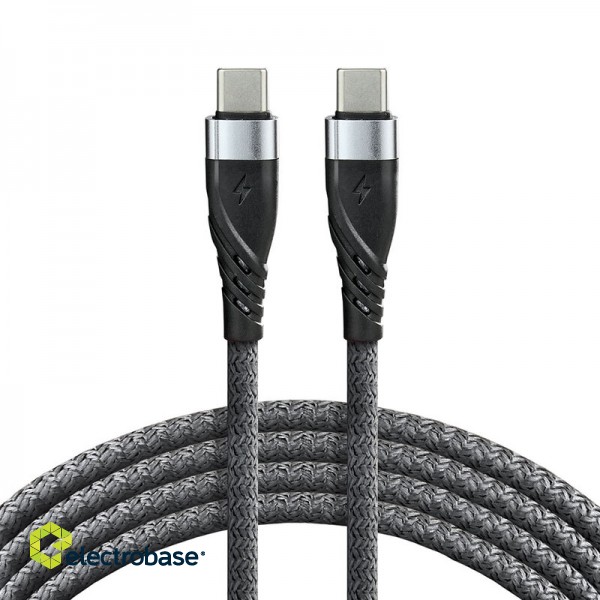 USB-C PD 100cm everActive CBB-1PDG Power Delivery 3A cable with 60W fast charging support Nylon Grey image 1