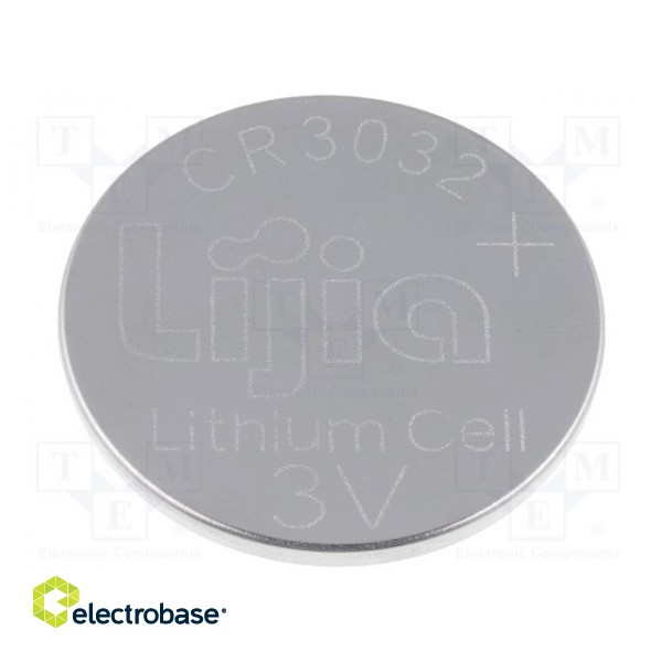 Baterija litija 3V CR3032 coin Ø30x3.2mm 500mAh Lijia bez iepakojuma elecctrobase.lv