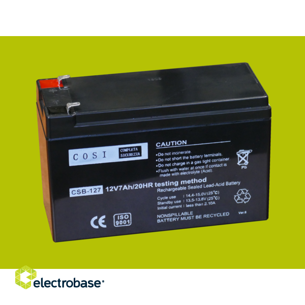 12v 7Ah akumulators CSB-127 COSI akumulatoru veikals ElectroBase.lv