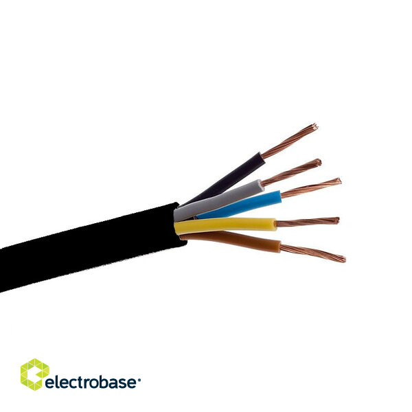 CYKY 5x4 elektrības kabelis ar vara monolītu dzīslu. Paredzēts lietošanai ārtelpās.