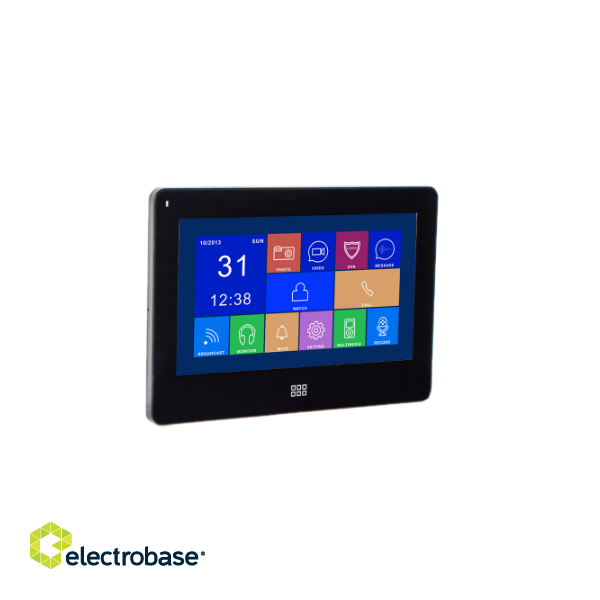 Doorbell monitor 7" capacitive touchscreen LCD/ 800*480/DVR function/Black paveikslėlis 1
