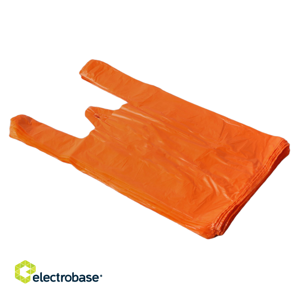 Bags, 30+15x55cm, with handles, orange, HDPE, in pack 100pcs.