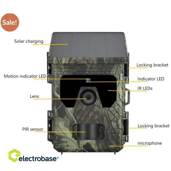 4G APP Wildlife Camera HC-600Pro Night Vision Motion Activated 2K 30MP With Solar Planel Integrated