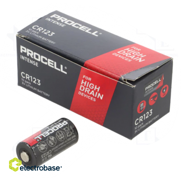 Battery Lithium | 3V | CR123A | 1600mAh | PROCELL Intense for High Drain Devices