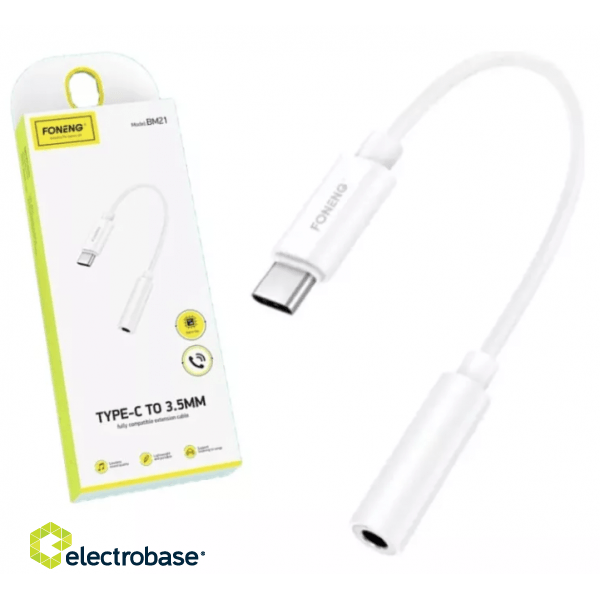 Audio cable 3.5mm jack to USB type-C Foneng BM21 (white)