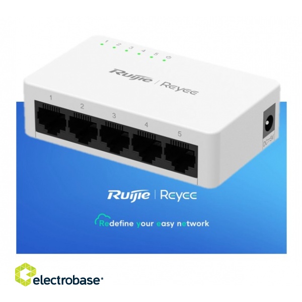 5-Port Gigabit nevadāms komutators: 5 Gigabit RJ45 porti, nevadāms, plastmasas korpuss.