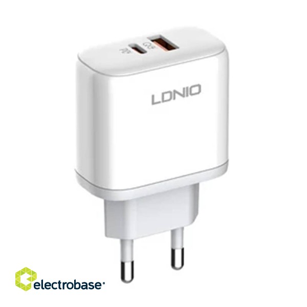 Wall charger LDNIO A2526C USB, USB-C 45W + USB-C Cable 3