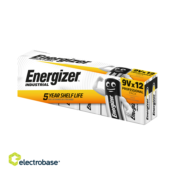 BAT9.ALK.EI12; 6LR61 9V baterijas 9V Energizer Industrial Alkaline MN1604/522 iepakojuma 12 gb. 11