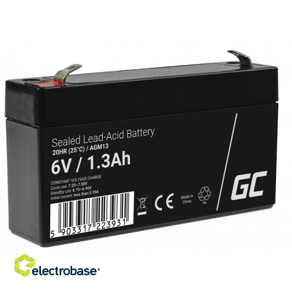 Green Cell AGM VRLA 6V 1.3Ah maintenance-free battery for the alarm system, cash register, toys