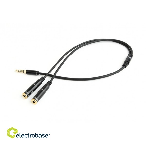 3.5 mm audio + microphone adapter cable, 0.2 m, metal connectors